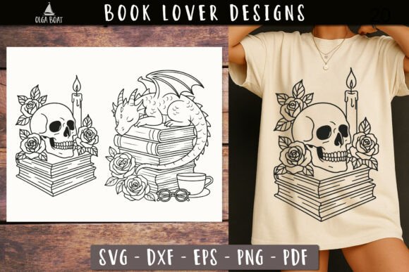 Download Skull Dragon Book Stack SVG Book Lover - Svg book lover Collection