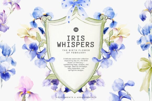 Download Birthday Flower Blue Iris Clipart Set - Birthday flower Collection